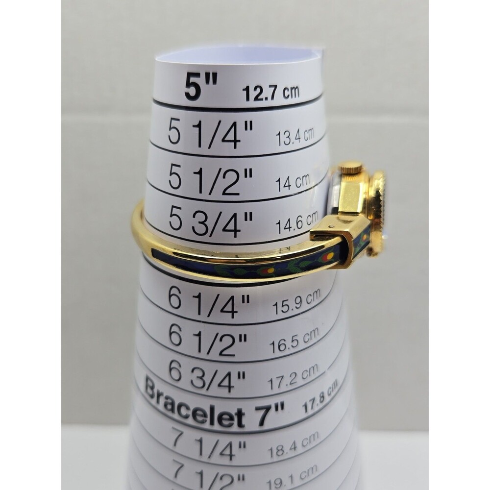Vintage Alfex Swiss Floral Enamel Hidden Dial Bangle Manual Wind Watch Works - Picture 7 of 16